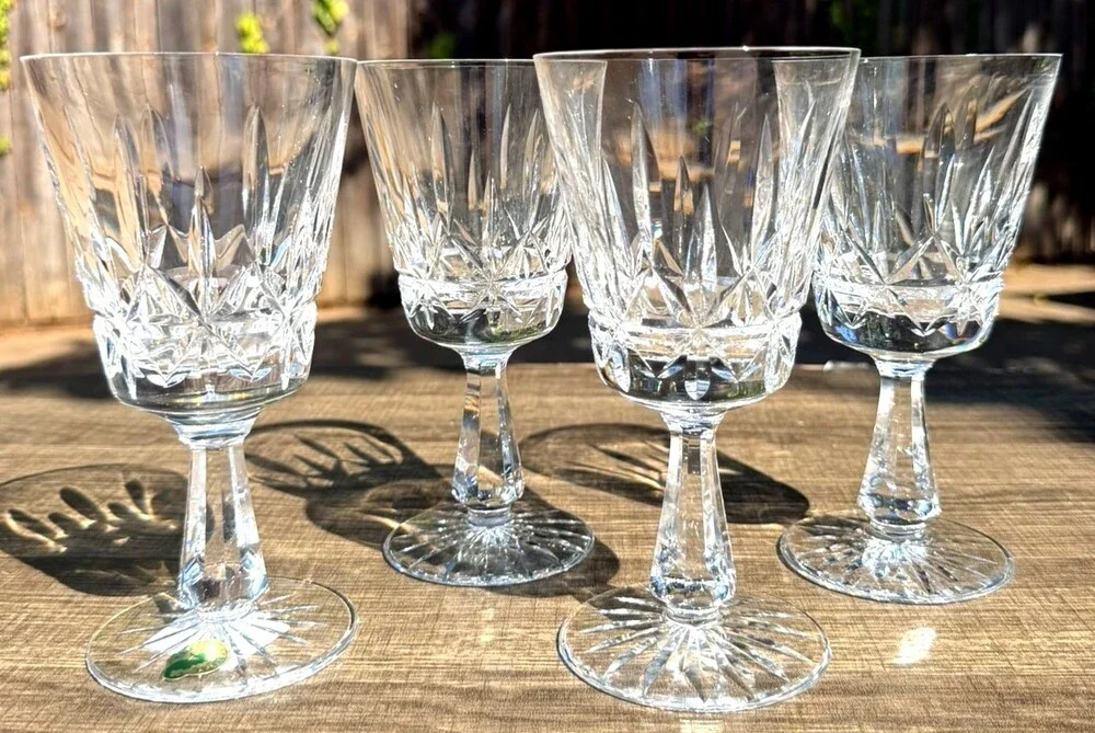 Waterford Rosslare Crystal Water Goblets Set of 4 Signed Ireland-1 Original Tag